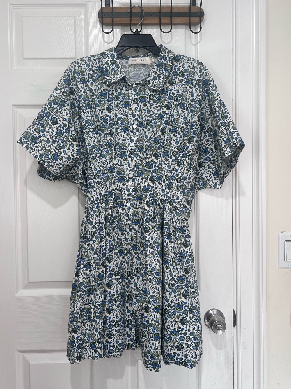 Anthropology Exquise Blue Floral mini dress